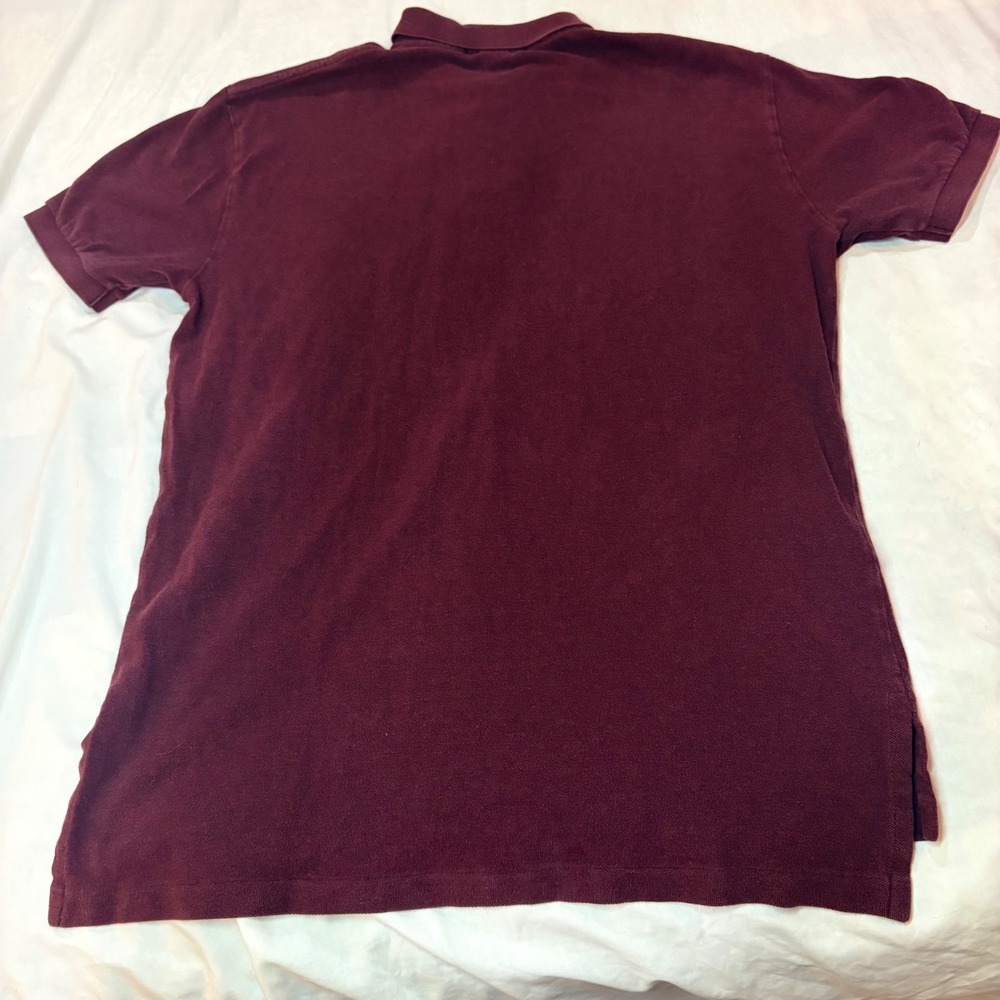 Polo Ralph Lauren Mens Burgundy Maroon Pique Cotton Short Sleeve Polo Shirt M - Picture 3 of 9